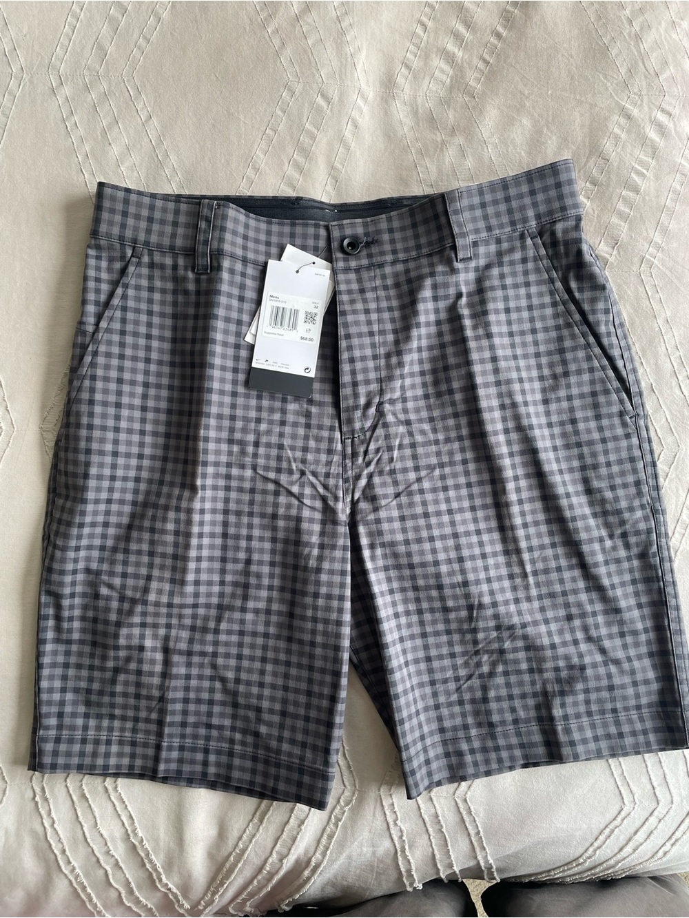 $68 NWT Nike Men's Gray Plaid Performance Shorts DN1959 010
